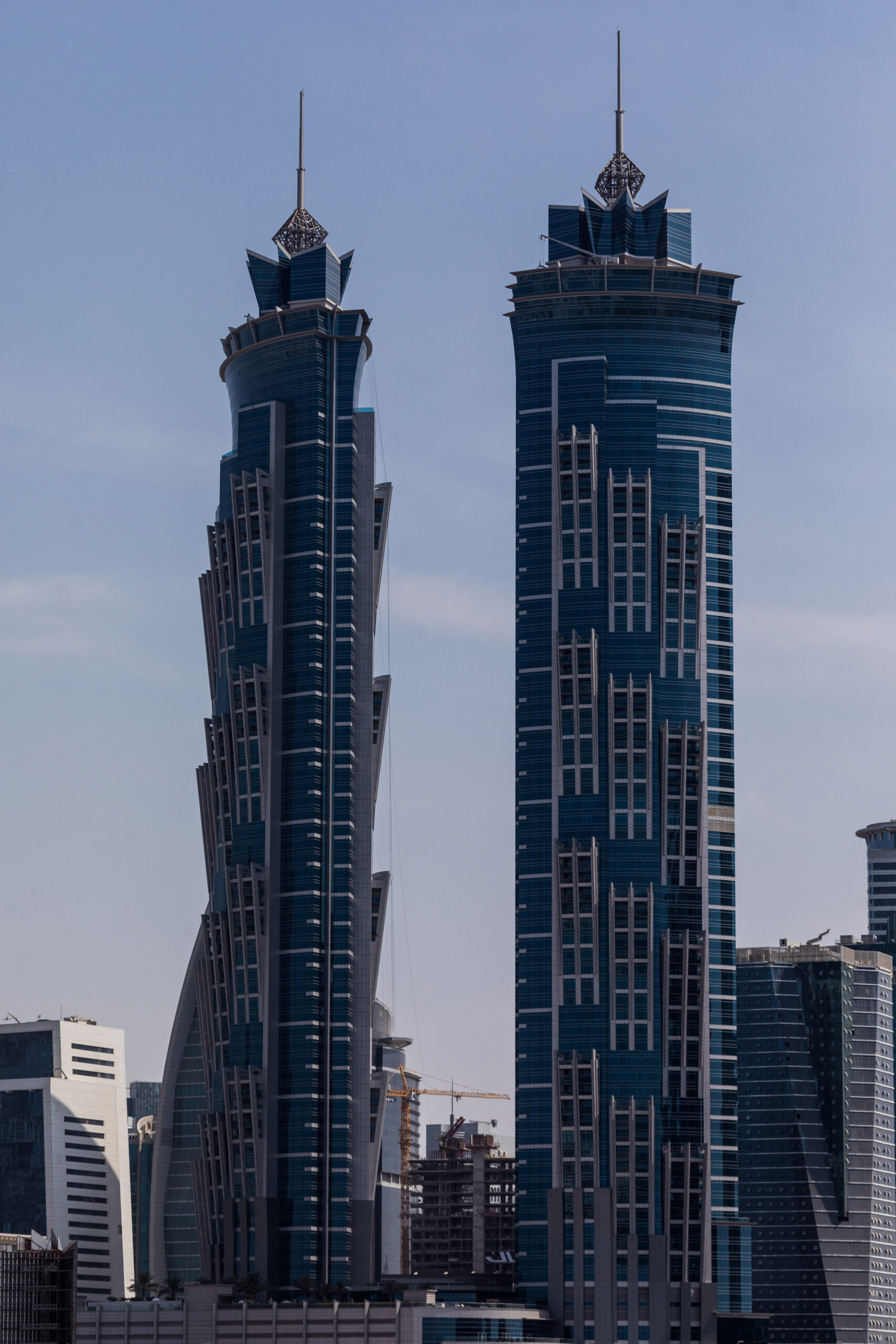 dubai, uae november 18: modern buildings in dubai marina in the city of artificial channel length of 3 kilometers along the persian gulf.