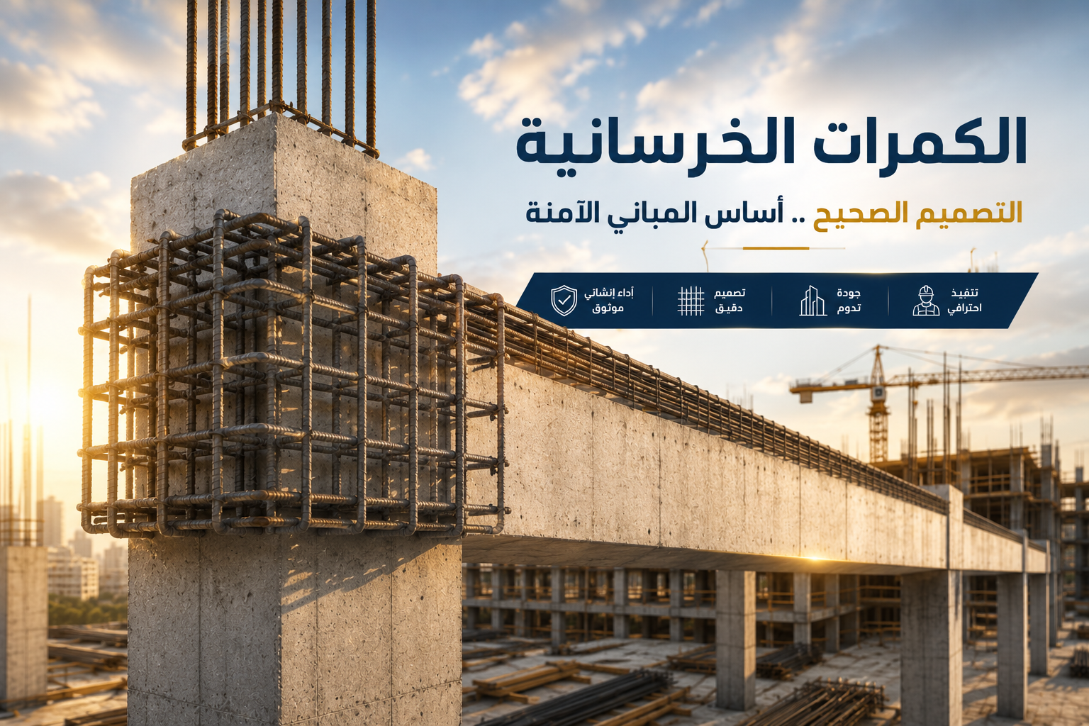 الكمرات الخرسانية: الأنواع والتصميم والتسليح